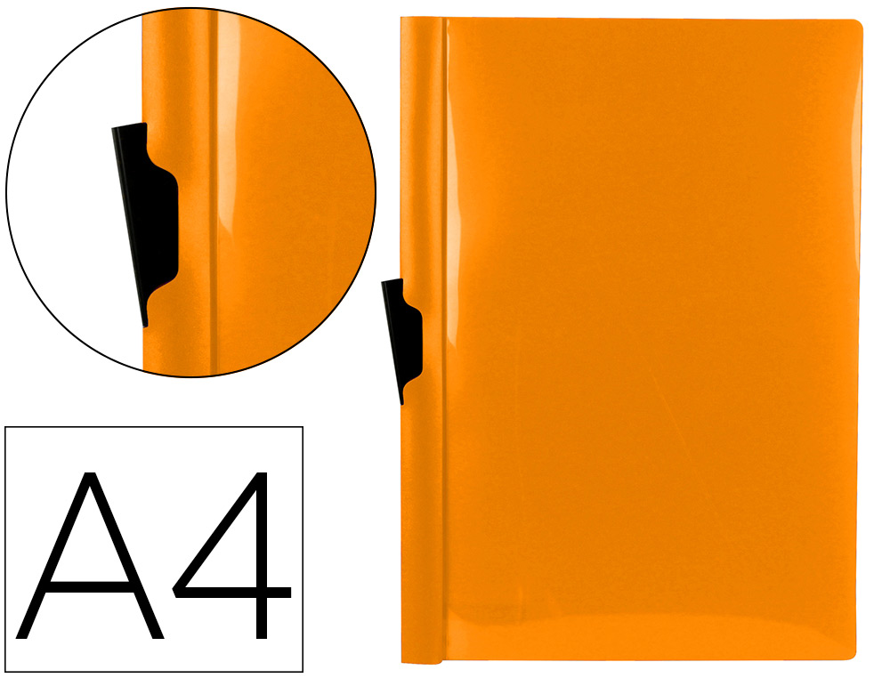 Carpeta dossier pinza lateral Liderpapel A4 polipropileno naranja flúor 30 hojas